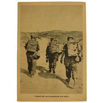Postcard Funker der Fallschirmjager Kreta. Espenlaub militaria